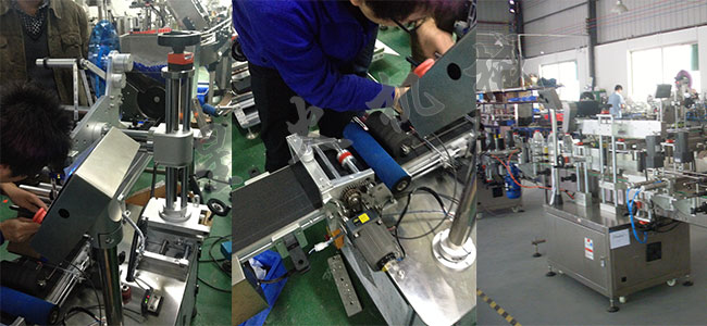 星火全自動貼標簽機車間調試中